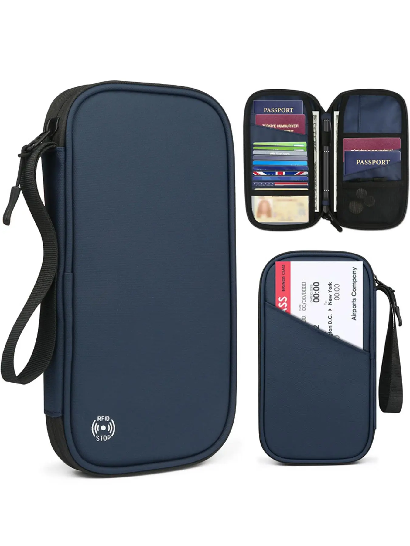 RFID Travel Passport Holder, Men's Letter Pattern Clutches, Lightweight Portable Travel Document Organizer, Passport Card Cover with Zipper Pocket, Travel Anti-theft Storage Bag, Travel Essentials, Passport Wallet, Travel Accessories