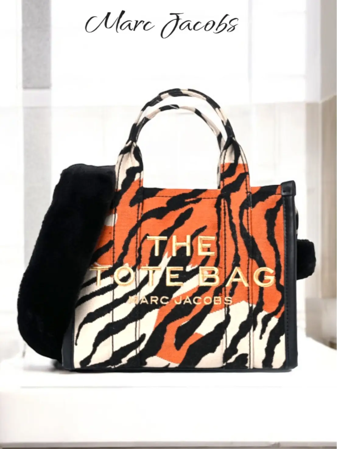 Pre-owned MARC JACOBS Canvas Crossbody Bags Women's Black The Year Of The Tiger Mini Jacquard Tote Bag