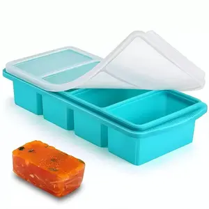 Thick Food Grade Silicone Lunch Box Mold, Multiple Sizes Available, Large Ice Cube Mold for Frozen Soup and Baking, Covered Refrigerator Food Container, Kitchen Essentials