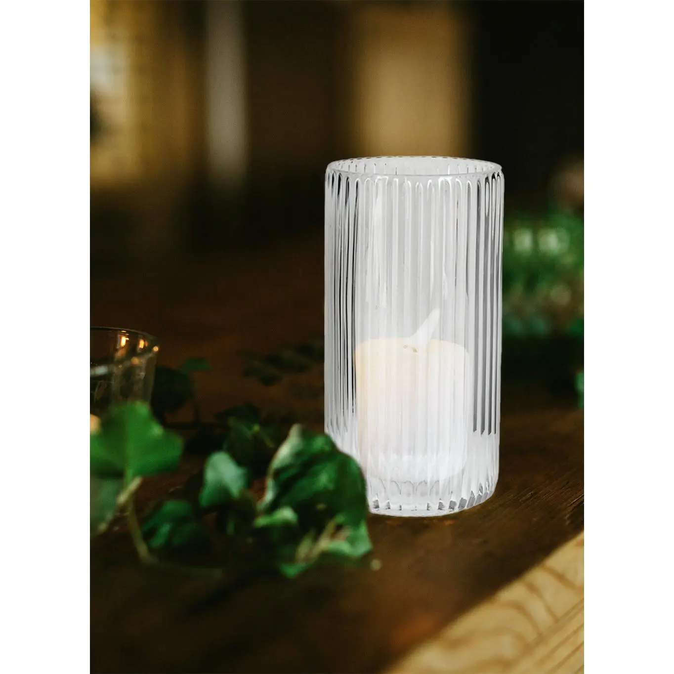 Clear Ribbed Vase Collection