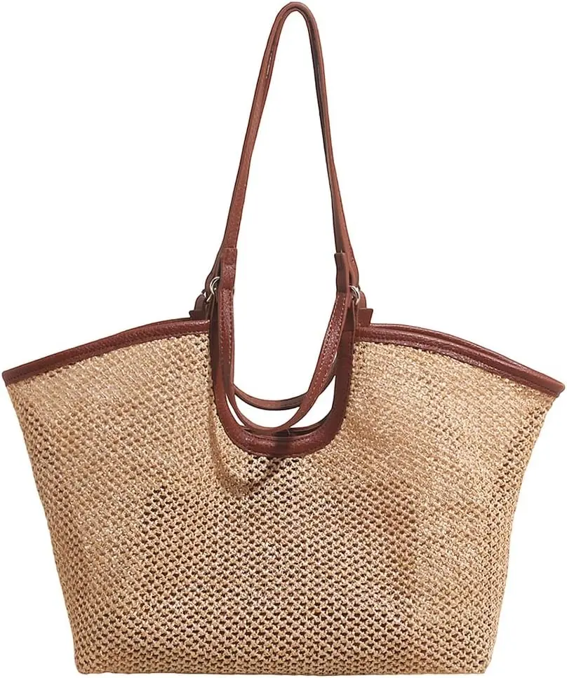 Tote Bag for Women, Summer Travel Straw Beach Bags, Soft Hobo Bag Woven Shoulder Handbag for Everyday, Travel, Beach | Large Capacity,back to school,back to school haul