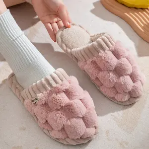 Women's Soft Foam Fuzzy Plush Winter Footwear Slippers - Non-Slip Rubber Sole, Cotton Upper, Comfy Warm Indoor-Outdoor Slides, Fall Home Shoes, Perfect Gift, Active Grey