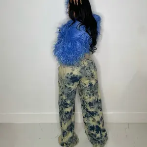 Abstract Blue Jean Denim Pants - Stylish Denim Trousers for Abstract Design Enthusiasts