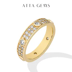 ATTAGEMS Classic Lab-Created Moissanite Ring for Women Men Unisex Real S925 Sterling Silver Engagement Wedding Band Rings for Gift Sparkling Fine Jewelry Set Party R309