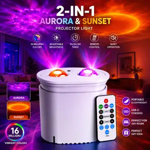 USB LED Projector Lamp | 2-in-1 Sunset Starry Sky Lamp | Compact and Portable Wall Lamp/Desktop Ambient Lamp with Remote Control