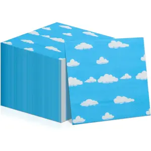 100pcs Blue Napkins Disposable Story Paper Luncheon Napkins Set for Kids Birthday Party Baby Shower Party Supplies, 13'' x 13''