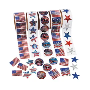 1 1/2" Bulk Classic Patriotic Paper Sticker Roll Assortment - 500 Stickers