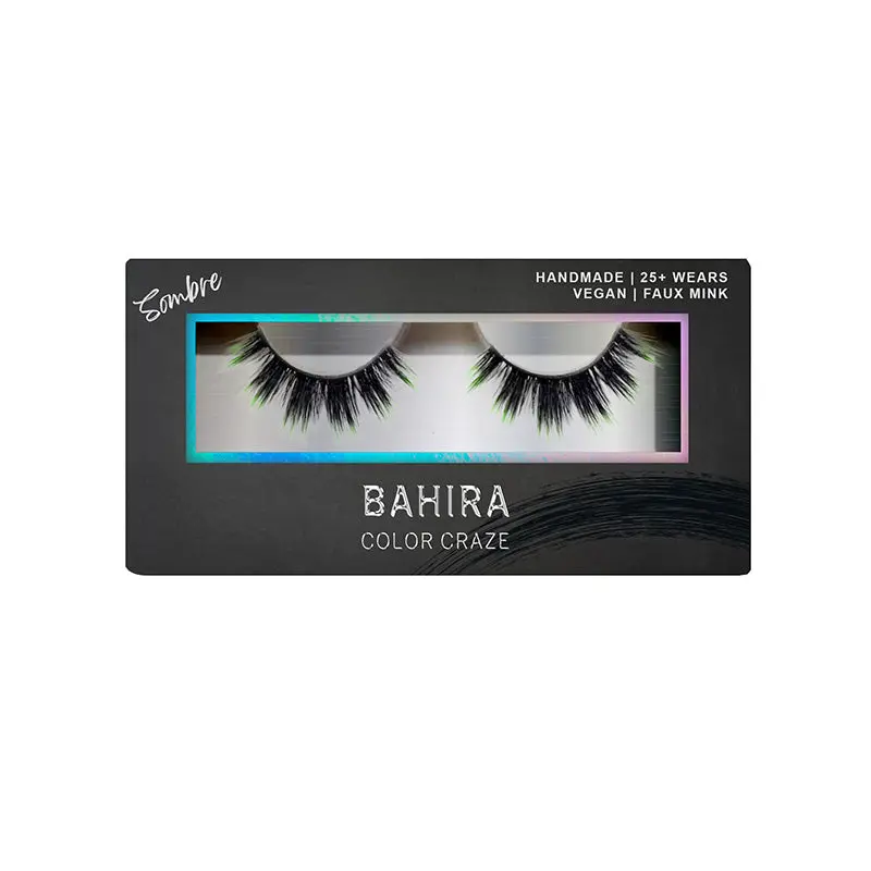 BAHIRA Color Craze “Cobra” Vegan Friendly Green Sombré Lash, Lightweight & Comfortable for All-Day Reusable Wear - Makeup