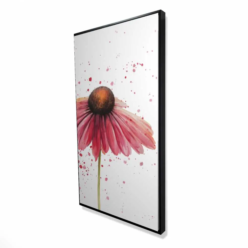 Begin Home Decor 2081-4824-FL203 24 x 48 in. Pink Daisy - Illustrative Framed Canvas for Home Decor