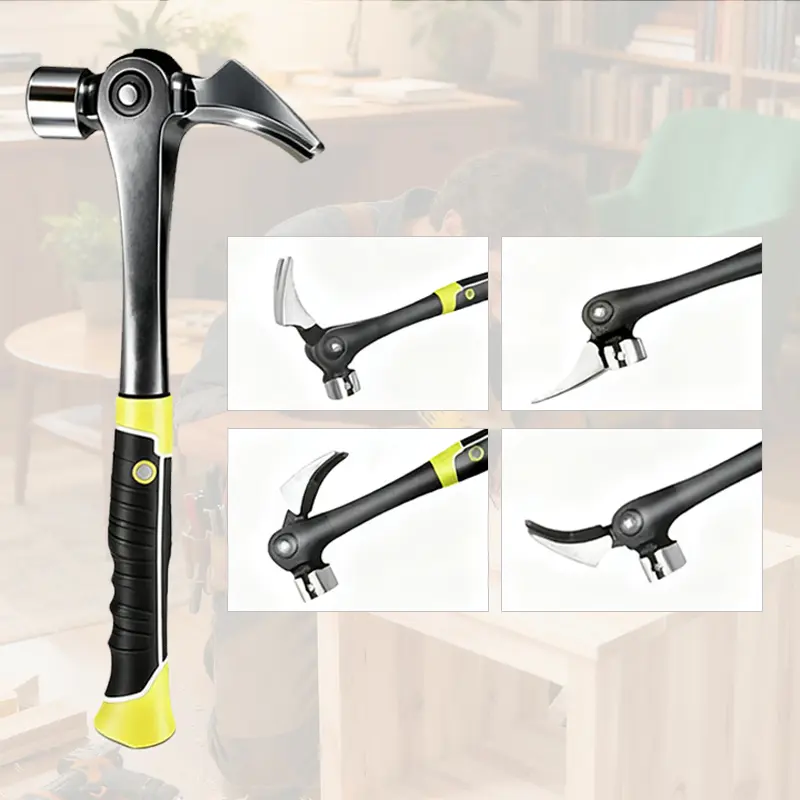 Magnetic Tear Claw Framing Hammer 16oz Ultra-Durable Forged Steel Impact Hammer for Heavy-Duty Woodworking & Construction with Ergonomic Grip