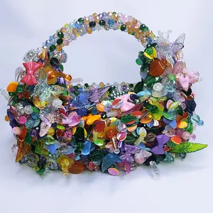 Elegant Multicolor Women's Beaded Bag with Multiple Color, Flower Bead Design Bag.