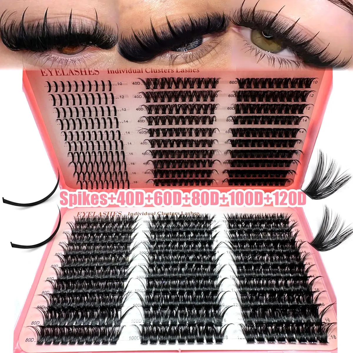 Large Capacity Eyelash Book Bottom Lashes & Spikes & Eyelash Clusters Set, False Eyelashes Set, False Eyelash Extensions, 30D/40D/50D High Volume, 8-18mm Mixed Length Beginner-Friendly, Soft & Fluffy, Creates Natural Look, Easy DIY Segmented False Lashes
