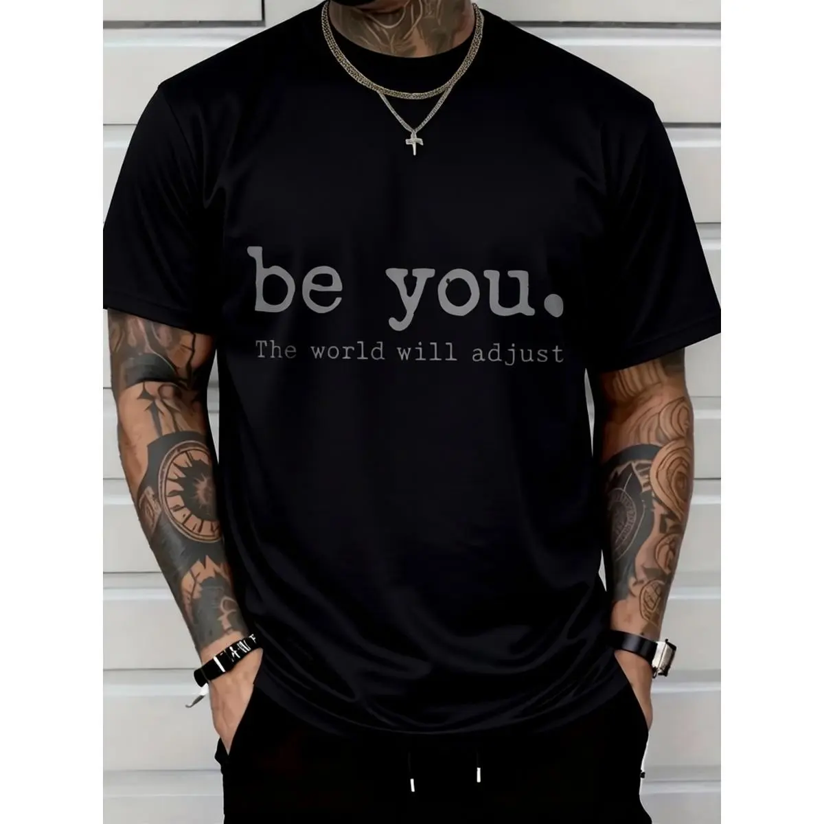 2025 Men'S New Casual Pure Cotton T-Shirt, Be You. The World Will Adjust Men'S Summer Outdoor Clothing.