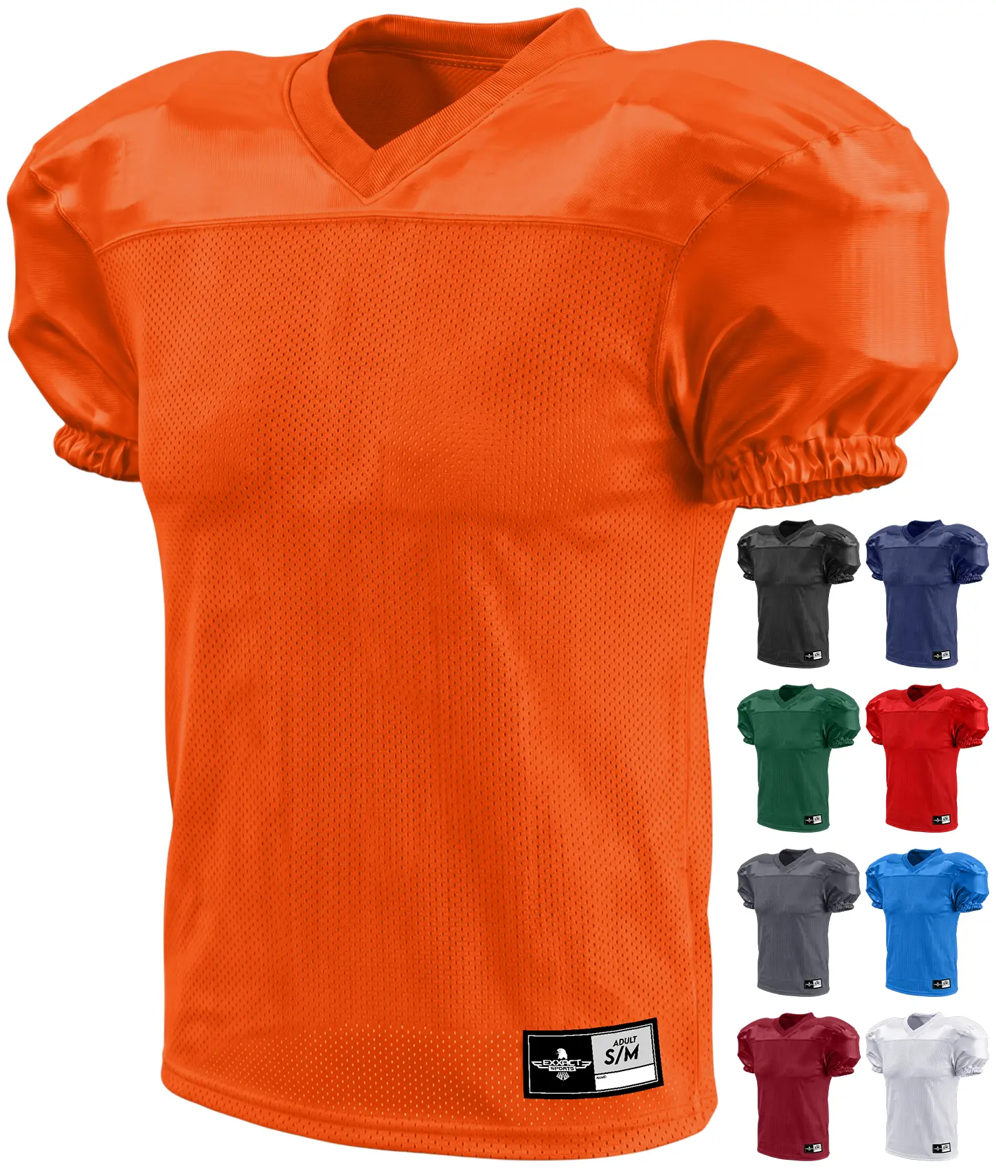 Exxact Sports Male Boys' Pro-Style Football Practice Jersey - Lightweight, Breathable Mesh Youth Kids' Sports Jersey (Orange, Youth Size)