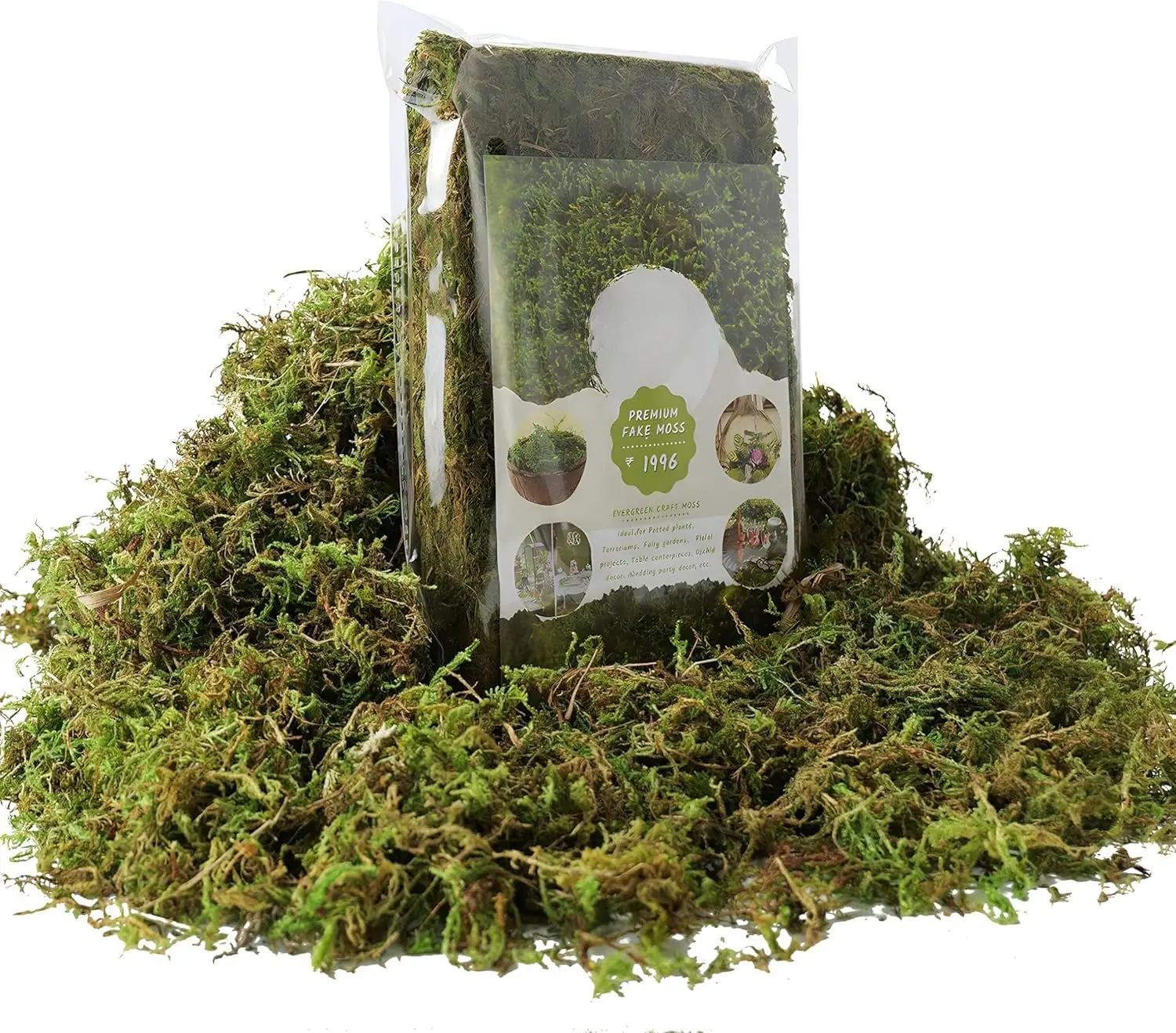 Green Moss for Potted , 4OZ Artificial Moss for DIY Crafts, Faux Moss for Table Centerpieces Fairy Garden Decor (Fresh Green 140gr)
