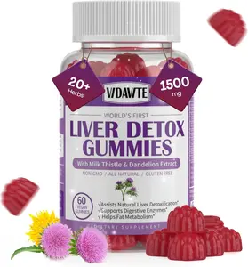 Sugar-free Liver Cleanse Detox & Repair Gummies — 1500mg Milk Thistle Supplement with Artichoke, Dandelion and 20+ Herbs — Essential Liver Support Supplement for Men & Women(60 Vegan Gummies)