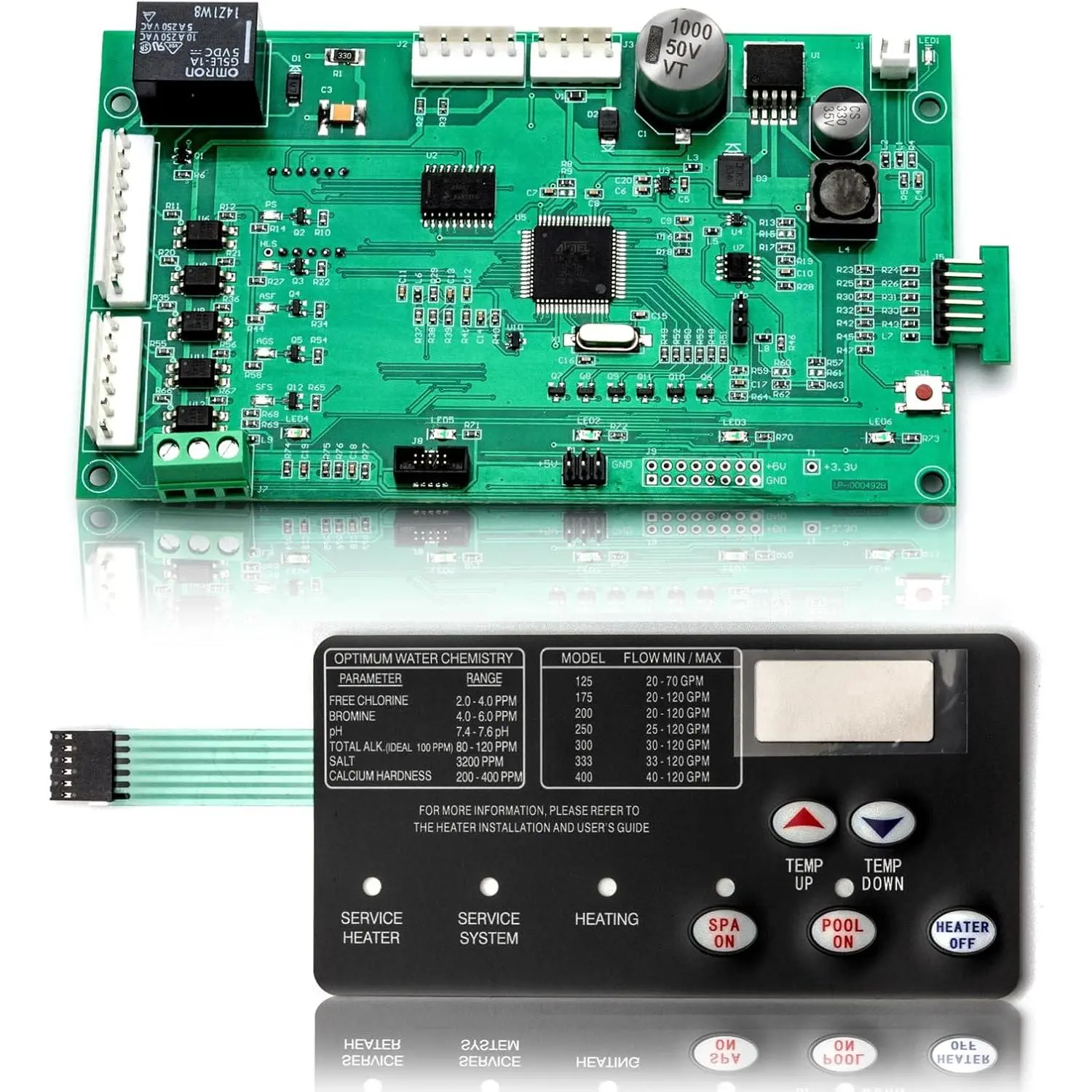 Upgraded 42002-0007S Pool Heater Control Board kit With 472610Z  Membrane Pad Compatible With Mastertemp Sta-Rite Max-E-Therm NA and LP Series Pool/ Heater Electrical Systems # 461105