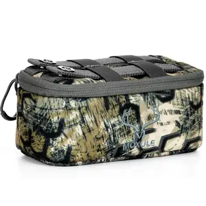 Binocular Harness Bottom Pouch - Zippered Pocket Expandable Water-Resistant Detachable Storage Bag Attachment Camo