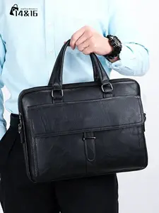 Men's Business Solid Color PU Leather Briefcase As Valentine's Day Gift, Seasonless Wear, Simple Casual Commuter Travel Work Computer Bag, Versatile Large Capacity Daily Bag for Men