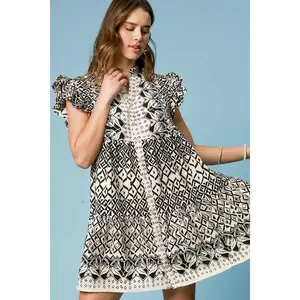 Umgee Full Size Mixed Print Mini Dress Plus Size