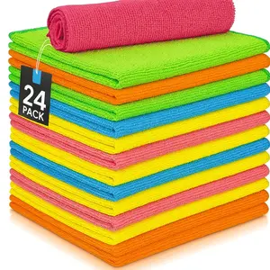 Microfiber Cleaning Cloths 24-Pack – Ultra Absorbent, Reusable Towels for Kitchen, Car, Glass & Home Cleaning