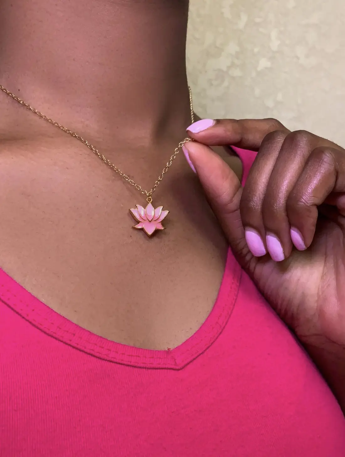 Pink Lotus Necklace | 14K Gold Filled Chain