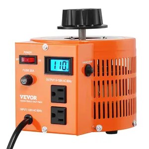 VEVOR 2000VA Auto Variable Voltage Transformer, 15.3 Amp, 110V Input 0-130V Output AC Voltage Regulator, with LCD Display 4 Extra Fuses Thermal Control Switch for Home Industrial Office