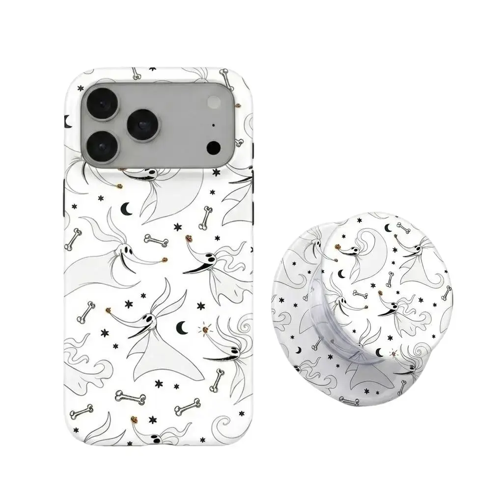 The Nightmare Before Christmas Cute Ghost Halloween Pattern MagSafe Double Layer Glossy Tough Phone Case, Spooky Protective Cover for iPhone 17 16 15 14 13 12 11 Pro Max Plus