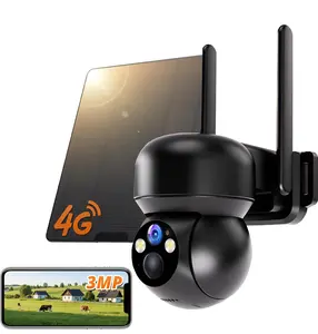 4G LTE Cellular Security Camera Wireless, Solar No wifi Security Camera Outdoor, 4K HD Color Night Vision, 2-Way Audio, 360° PTZ, PIR Motion Sensor, IP66 waterproof(Data refill is required)