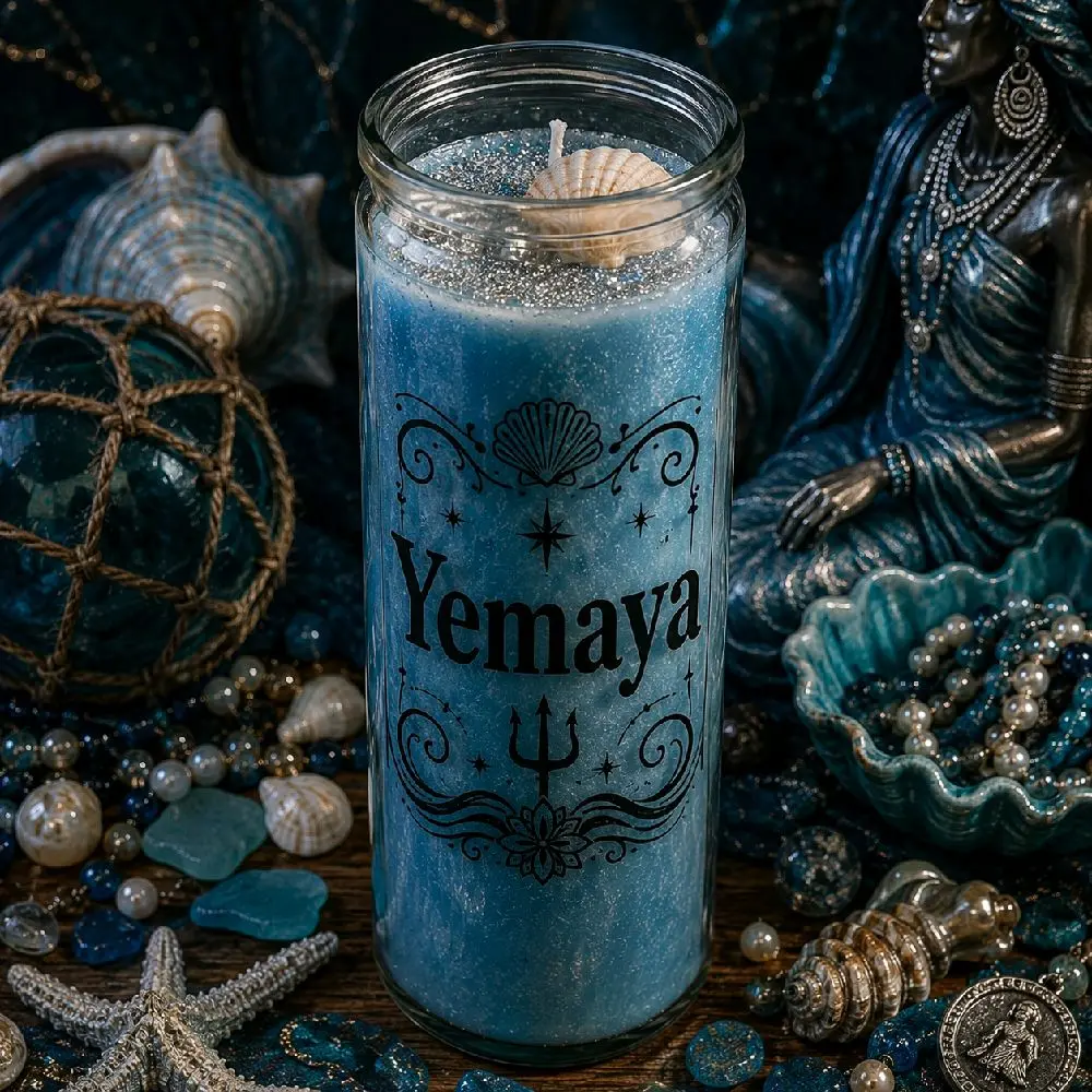 Yemaya Goddess Ritual Candle 8in Tall Unscented