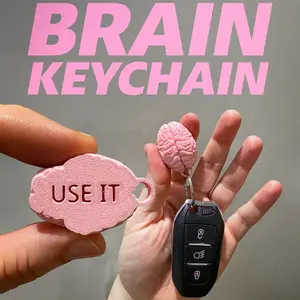 3D Printed Brain Shaped Keychain, Perfect for Bags Backpacks Car Keys Accessories, Anatomical Brain Key Ring Gift Decor Craft