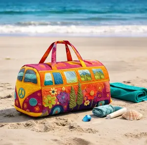 Unisex Boho Quilted Weekender Travel Bag, Lightweight & Comfortable, Hippie Design