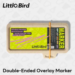 Littlo Bird Dual-Ended Gradient Fluorescent Fiber Tip Markers & Highlighters - Back to School Haul Office Stationery, Ideal for Drawing, Graduation Gift