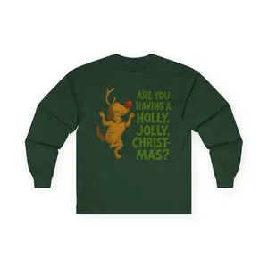 Max Holly Jolly Christmas Long Sleeve Shirt, Cute Dancing Reindeer Dog, Funny Holiday Tee, Christmas Gift