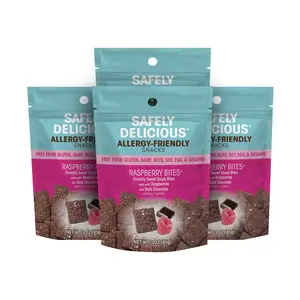 Raspberry Bites | 3 oz - 4 pack | Safely Delicious Allergen-Free, All-Natural, Gluten Free, Dairy Free, Peanut Free, Tree Nut Free, Soy Free, Egg Free, Sesame Free, Low Sodium