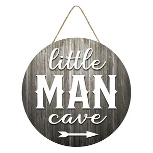Little Man Cave Door Sign Boys Room Sign Home Decor Classroom Sign for Toddler Nursery Kids Baby Cute Wall Hanging Sign Little Boys Bedroom Sign 12 x 12 Inch