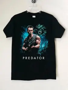 Predator 3D Poster T-Shirt for Men – Black Graphic Tee Sci-Fi Horror Movie Shirt