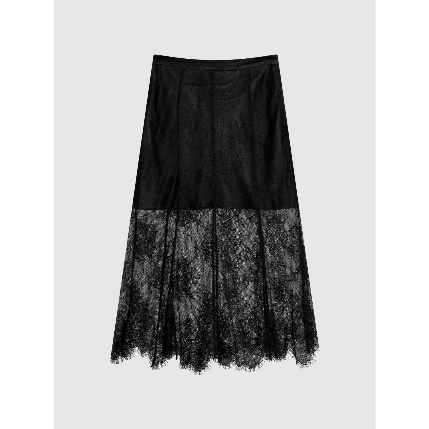 URBAN REVIVO Women's Fitted Thin Polyester Laced Fishtail Midi Skirt - 2026 Summer Casual, Hip-Flattering, Knot-Bottom Skirt, Fishtail Skirts