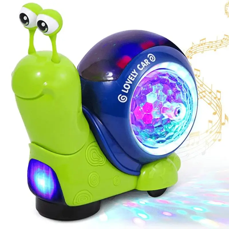 Interactive Musical Light-Up Snail & Hermit Crab Toy, Unisex Sensory Educational Gift for Kids, Perfect for Christmas, No Batteries Included