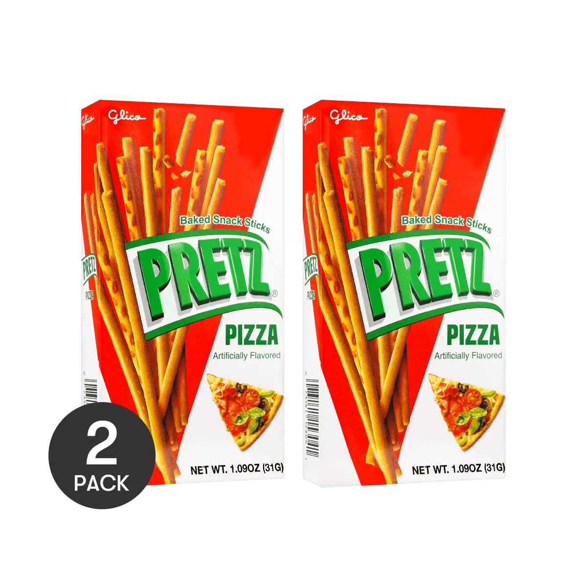 GLICO PRETZ Pizza Flavor Biscuit Sticks 2 Pack 31g Each