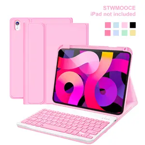 STWMOOCE iPad Case with Wireless Keyboard, Detachable Tablet Bluetooth Keyboard Magnetic Cute Case for 10.2-inch iPad 7/8/9th, 10.9/11-inch iPad 10th/A16, iPad Air 4/5th, 11-inch iPad Air M2/M3/M4, iPad Pro 11-inch 1/2/3/4th Gen, Pencil Holder Pink Cover