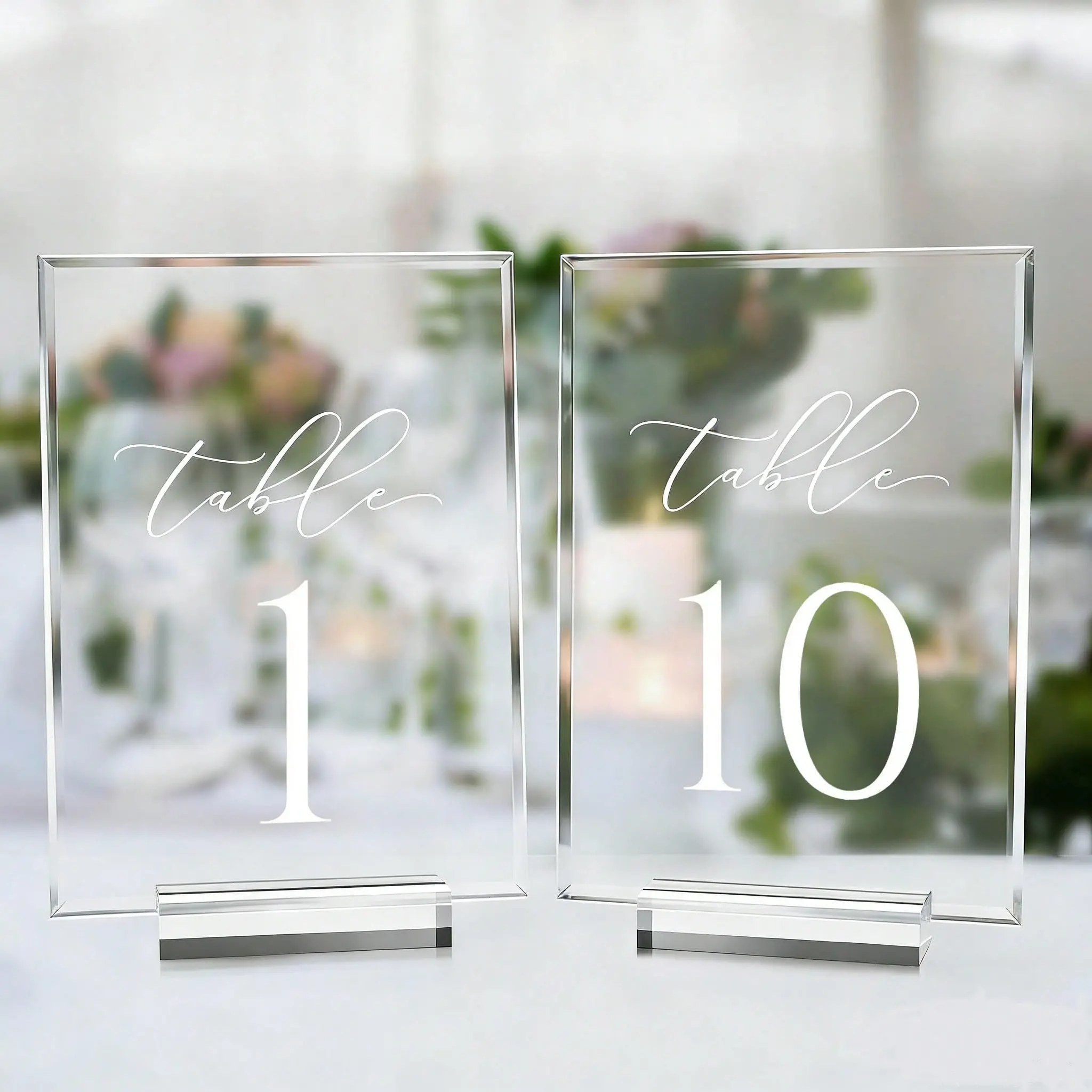 5x7 Inch Acrylic Wedding Table Numbers with Stand, Transparent Sign for Rustic Modern Events, Includes Print and Christmas Decor, Acrylic Plaque Sign, Acrylic Decoration Sign, Decoration Items
