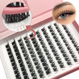 Self-Adhesive Jelly-Coated Eyelashes Kit,Self -Adhesive Eyelashes Wispy Lash Clusters D-Curly Pre Glued Eyelashes Clusters 10-16MM Natural Press on Cluster Lashes Easy to Apply Self Adhesive Lash Clusters No Glue Needed