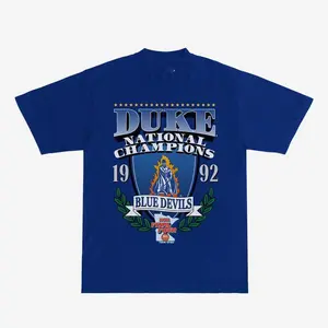 DUKE '92 National Champions Heavy Tee - Blue Devils Design, Classic Collar, Cotton Fabric, Shirt & T-Shirt