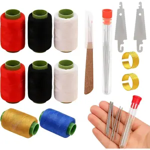 39 count Sewing Tool Set,  and Thread Kit with Steel Sewing , Hand Sewing Kit for  Fabric Repairs, Embroidery Projects, Leather Stitching, 36 Tools + 3 Color Threads