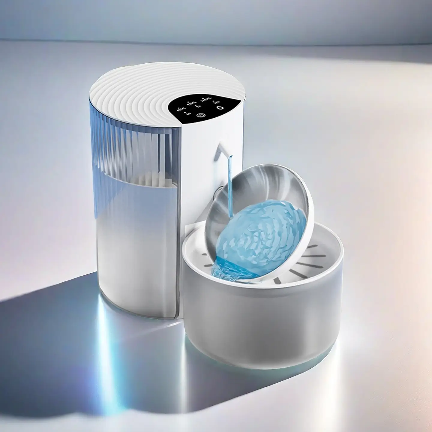 New Smart Pet Waterer with Stainless Steel Bowl - Clean water and sewage separation, Configurable water supply time and volume, Ensure fresh water, bu