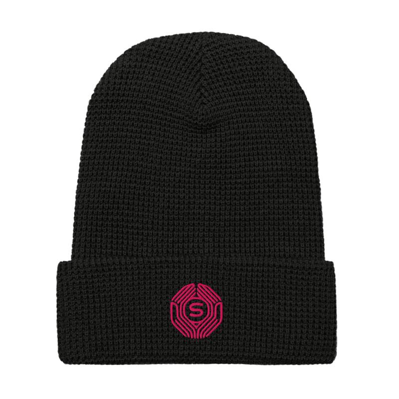 Waffle beanie (PINK LOGO)