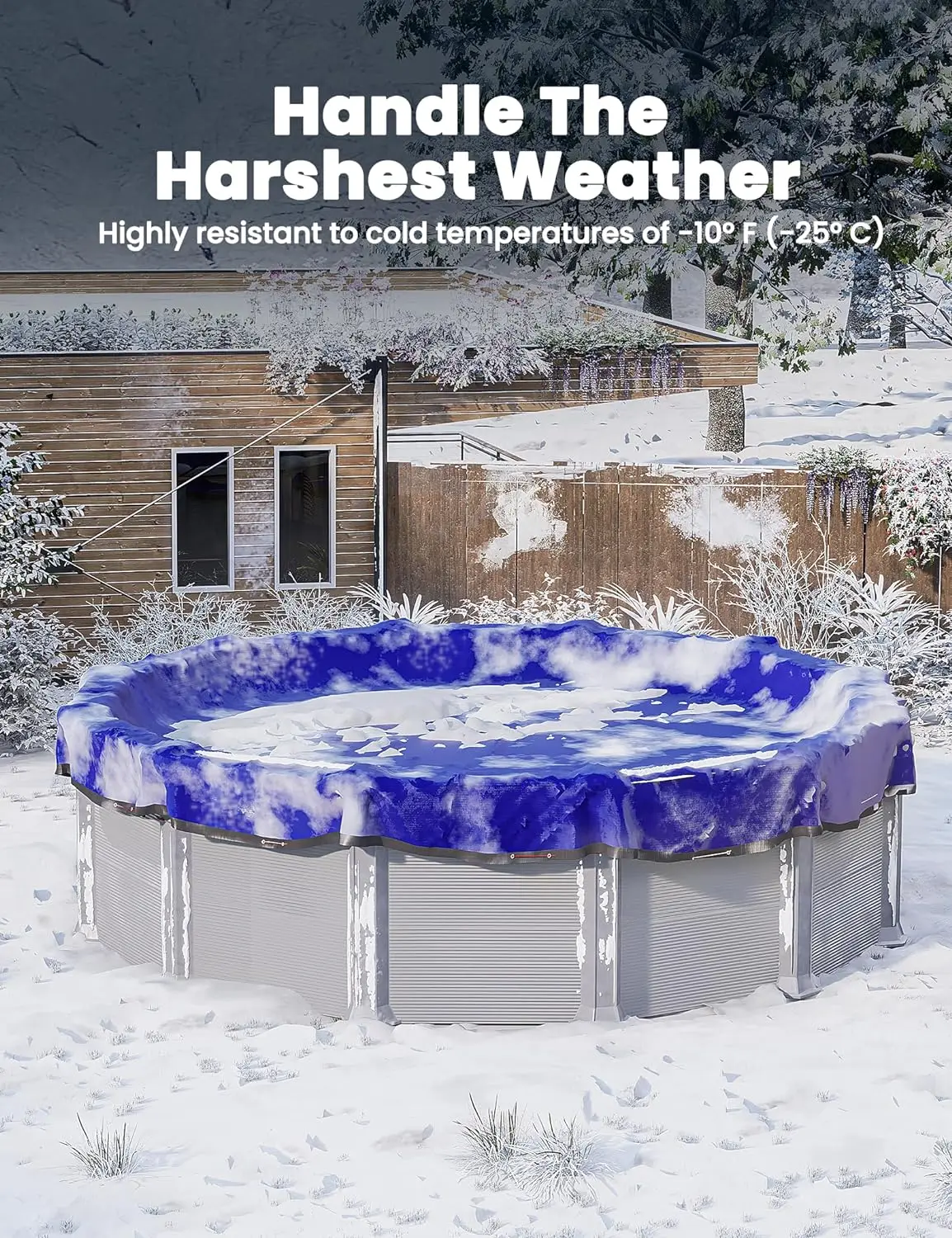 Above Ground Pool Cover 12FT/15FT/18FT/21FT/24FT/28FT/30FT Round - Round Pool 4 Foot Overlap Extra Thick 420D with Pulley and Cable