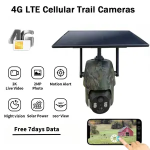 Solar Security Camera, 4G LTE Cellular Trail Camera With Solar Panel, Built-In SIM Card, With PIR Night Vision, IP65 Waterproof, Camouflage Camera, 360°   Panoramic Live View Video, Suitable For Ranch, Shooting Range, Yard, Outdoor Accessoris ecury camera