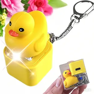 2025 Hottest! USB Rechargeable Sound-Activated Keychain Set: Quacking Duck Hat Keychain & Meowing Cat Keychain , Perfect Gifts for Kids